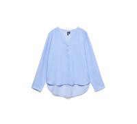 VERO MODA Damen Bluse VMKAJA LS V-NECK FOLD-UP TOP WVN (DE/NL/SE/PL, Alphanumerisch, S, Regular, Regular, vista blue)