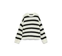 Vero Moda "VMLEA LS O-NECK PULLOVER NOOS" Kunstfaser (58450444-M) cloud dancer stripes:schwarz