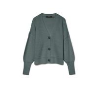 Strickjacke VERO MODA "VMLEA LS V-NECK CUFF CARDIGAN NOOS", Damen, Gr. L, grün (balsam grün), Strick, Obermaterial: 100% Polyacryl, unifarben, regular fit normal, V-Ausschnitt, Rippbündchen, Strickjac