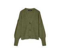 Strickjacke VERO MODA "VMLEA LS V-NECK CUFF CARDIGAN NOOS", Damen, Gr. XS, grün (sphagnum), Strick, Obermaterial: 100% Polyacryl, unifarben, regular fit normal, V-Ausschnitt, Rippbündchen, Strickjacke