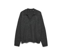 Vero Moda Regular Fit Strickpullover mit Hemdkragen Modell 'LEFILE' in Mittelgrau, Größe M