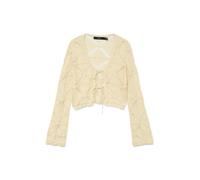 Strickjacke VERO MODA "VMLOLA LS V-NECK BOW CARDIGAN NOOS", Damen, Gr. L, birch, Strickjacken Strickjacke, Baumwolle, regular fit (93020760-L) birch