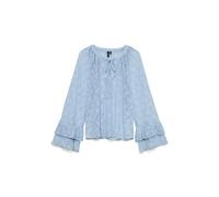 VERO MODA - VMLOULOU LACE LS FLOUNCE TOP WVN Brunnera Blue - Gr. - XS
