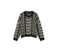 Strickpullover VERO MODA "VMLOVE LS O-NECK PULLOVER BOO", Damen, Gr. L, schwarz (schwarz detail:with birch big love), Strick, Obermaterial: 52% Polyester, 40% Polyacryl, 5% Wolle, 3% Elasthan, gemuste