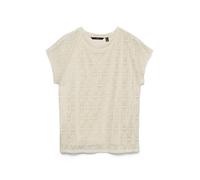 VERO MODA Regular Fit T-Shirt in Ajour-Strickoptik Modell 'MAYA' in Ecru, Größe M