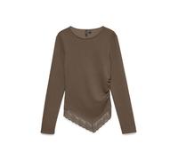 VERO MODA - VMMILLE LS O-NECK ASM LACE TOP JR EX SB4 Cocoa Brown - Gr. - S