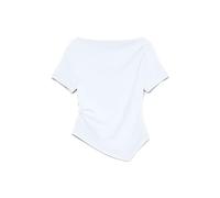 Kurzarmshirt VERO MODA "VMMILLE SS BOATNECK SHORT TOP JRS NOOS", Damen, Gr. L, hellweiß, Jersey, Obermaterial: 53% Polyester, 42% Viskose, 5% Elasthan, unifarben, regular fit normal, Shirts, Materialm