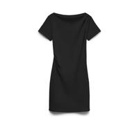Minikleid VERO MODA "VMMILLE SS SHORT DRESS JRS NOOS", Damen, Gr. M, N-Gr, schwarz, Jersey, Obermaterial: 53% Polyester, 42% Viskose, 5% Elasthan, unifarben, kurz, U-Boot-Ausschnitt, Kleider Minikleid
