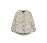 Steppjacke VERO MODA "VMMILLIE JACKET NOOS", Damen, Gr. S, oatmeal, Steppware, Obermaterial: 100% Polyester, unifarben, regular fit normal, Rundhals, Jacken Steppjacke, mit durchgehender Knopfleiste (
