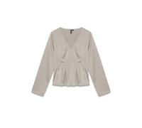 VERO MODA - VMMIRO LS V-NECK FITTED TOP WVN NOOS Pumice Stone - Gr. - S