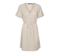 Vero Moda Loose Fit Minikleid aus Viskose-Leinen-Mix Modell 'MYMILO' in Beige, Größe S