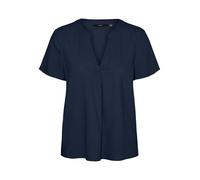 Blusenshirt VERO MODA "VMMYMILO SS V-NECK TOP WVN GA" Gr. XS (34), blau (navy blazer) Damen Shirts (24051015-XS) navy blazer