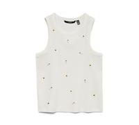Tanktop VERO MODA "VMNAJA TANK TOP BOX JRS", Damen, Gr. L, snow weiß aop:peach, Jersey, Obermaterial: 95% Baumwolle, 5% Elasthan, bedruckt, normal, Rundhals, Tops Tanktop, Baumwollmischung (37879940-L