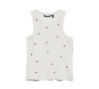 Tanktop VERO MODA "VMNAJA TANK TOP BOX JRS", Damen, Gr. S, snow weiß aop:peach, Jersey, Obermaterial: 95% Baumwolle, 5% Elasthan, bedruckt, normal, Rundhals, Tops Tanktop, Baumwollmischung (37879940-S