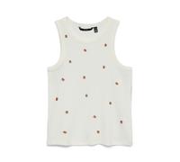 Tanktop VERO MODA "VMNAJA TANK TOP BOX JRS", Damen, Gr. XL, snow weiß aop:peach, Jersey, Obermaterial: 95% Baumwolle, 5% Elasthan, bedruckt, normal, Rundhals, Tops Tanktop, Baumwollmischung (37879940-