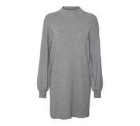 Strickkleid VERO MODA "VMNANCY LS FUNNELNECK DRESS GA NOOS", Damen, Gr. S, N-Gr, grau (medium grau melange), Feinstrick, Obermaterial: 52% Viskose, 28% Polyester, 20% Nylon, unifarben, loose fit, Ripp