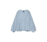Langarmbluse VERO MODA "VMNATALI LS EMB TOP WVN NOOS", Damen, Gr. L, cashmere blau, Web, Obermaterial: 100% Baumwolle, unifarben, normal, V-Ausschnitt, elastischer Bund, Blusen, Baumwolle, Allover Ton