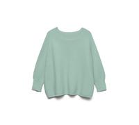 Strickpullover VERO MODA "VMNEW NORA 3/4 BOATNECK PULLOVER NOOS", Damen, Gr. S, silt grün, Strick, Obermaterial: 100% Baumwolle, unifarben, regular fit normal, U-Boot-Ausschnitt, Pullover Strickpullov