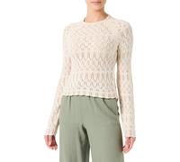 Vero Moda Regular Fit Strickpullover aus Ajour-Strick Modell 'NEW FABIENNE' in Offwhite, Größe M