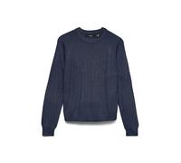 Strickpullover VERO MODA "VMNEWLEX POINTELLE LS O-N PULLOVER NOOS", Damen, Gr. L, navy blazer, Strick, Obermaterial: 50% Viskose, 25% Baumwolle, 25% Polyacryl, unifarben, regular fit normal, Rundhals,