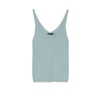 VERO MODA Damen Geripptes Struktur Top Einfarbiges V-Ausschnitt Shirt Ärmelloses Strick Oberteil VMNEWLEX, Farben:Türkis, Größe:XL
