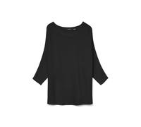 3/4 Arm-Pullover VERO MODA "VMNORA 3/4 BOATNECK BLOUSE NOOS", Damen, Gr. S, schwarz, Rippstrick, Obermaterial: 63% Polyester, 34% Viskose, 3% Wolle, unifarben, normal, U-Boot-Ausschnitt, Fledermausärm