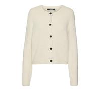 Strickjacke VERO MODA "VMNOVAH LS O-NECK BUTTON CARDI GA NOOS", Damen, Gr. XXL44, birch, Strick, Obermaterial: 70% Polyester, 21% Nylon, 8% Wolle, 1% Elasthan, unifarben, Modisch, regular fit hüftlang