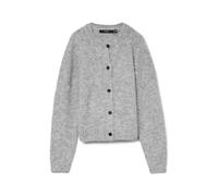 Strickjacke VERO MODA "VMNOVAH LS O-NECK BUTTON CARDI GA NOOS" Gr. XS (34), grau (medium grey melange) Damen Strickjacken (34722518-XS) medium grey melange