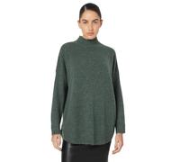 Strickpullover VERO MODA "VMPLAZA LS HIGHNECK LONG PULLOVER GA BOO", Damen, Gr. L, schwarz forest detail:melange, Strick, Obermaterial: 64% Polyester, 21% Polyacryl, 8% Nylon, 4% Elasthan, 3% Wolle, m