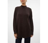 Vero Moda "VMPLAZA LS HIGHNECK LONG PULLOVER GA BOO" Materialmix, loose fit (81811520-L) chocolate torte detail:melange