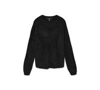 Strickpullover VERO MODA "VMPUFF LS O-NECK PULLOVER BOO", Damen, Gr. S, schwarz, Strick, Obermaterial: 56% Nylon, 44% Polyacryl, unifarben, regular fit normal, Rundhals, Rippstrickbündchen, Pullover S