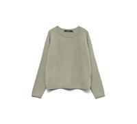 Strickpullover VERO MODA "VMGOLD ROLL LS O-NECK PULLOVER GA", Damen, Gr. M, beige (abbey stone detail:with melange), Strick, Obermaterial: 50% Viskose, 28% Polyester, 22% Nylon, meliert, Modisch, regu