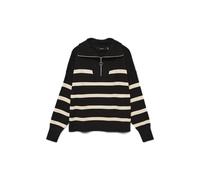 Vero Moda Saba Stripe Halbzippullover (Herstellerartikelnummer: 10269246-Black/StripesBirch-XL)