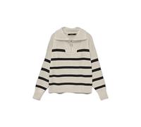 Vero Moda Saba Stripe Half Zip Sweater Beige 2XL Frau (Herstellerartikelnummer: 10269246-Birch / Stripes Black-XXL)