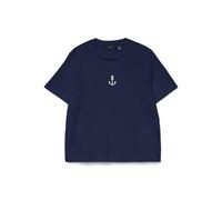 Kurzarmshirt VERO MODA "VMSARA METTE SS TOP BOX JRS GA NOOS", Damen, Gr. L, navy blazer print:hellweiß anker, Jersey, Obermaterial: 100% Baumwolle, bedruckt, regular fit normal, Rundhals, Shirts, Baum