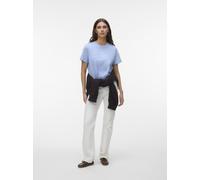 Kurzarmshirt VERO MODA "VMSARA METTE SS TOP BOX JRS GA NOOS", Damen, Gr. M, brunnera blau print:1 smile hellweiß, Jersey, Obermaterial: 100% Baumwolle, bedruckt, regular fit normal, Rundhals, Shirts, 