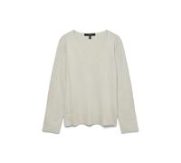 Vero Moda Damen Strickpullover VMSILJE Loose Fit V-Ausschnitt Langarm gerippte Bündchen Sand L