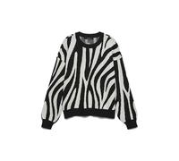 Strickpullover VERO MODA "VMSILJEANIMAL LS O-NCK PULLOVER GA NOOS", Damen, Gr. M, birch pattern:with schwarz zebra pattern, Strick, Obermaterial: 77% Viskose, 23% Polyester, gemustert, modisch, regula