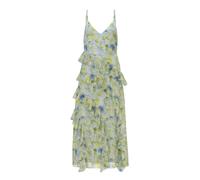 Trägerkleid VERO MODA "VMSMILLA S/L V-NECK LONG FRILL DRESS WVN", Damen, Gr. L, N-Gr, spun sugar aop:sally, Web, Obermaterial: 100% Polyester, bedruckt, lang, V-Ausschnitt, Kleider Trägerkleid, Kunstf