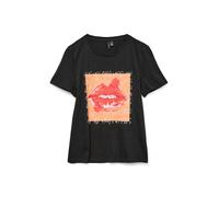 Kurzarmshirt VERO MODA "VMSORI FRANCI SS TOP BOX JRS GA", Damen, Gr. XS, schwarz (schwarz print:square kiss), Jersey, Obermaterial: 100% Baumwolle, bedruckt, regular fit normal, Rundhals, Shirts (9241