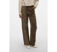 High-waist-Jeans VERO MODA "VMTESSA HR WIDE STRETCH AOP JEANS NOOS", Damen, Gr. 27, Länge 32, silber mink aop:zebra, Denim/Jeans, Obermaterial: 97% Baumwolle, 3% Elasthan, bedruckt, oversize lang, Jea