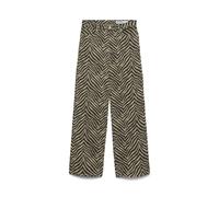 High-waist-Jeans VERO MODA "VMTESSA HR WIDE STRETCH AOP JEANS NOOS", Damen, Gr. 28, Länge 32, silber mink aop:zebra, Denim/Jeans, Obermaterial: 97% Baumwolle, 3% Elasthan, bedruckt, oversize lang, Jea