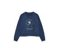 Sweatshirt VERO MODA "VMULLA TRINA LS SWEAT BOX JRS", Damen, Gr. XS, schwarz denim print:local, Sweatware, Obermaterial: 60% Baumwolle, 40% Polyester, bedruckt, regular fit normal, Rundhals, Sweatshir