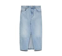 VERO MODA Damen Midi Jeans Rock VMVeri Damenrock mit Schlitz 10295731 Light Blue Denim XL
