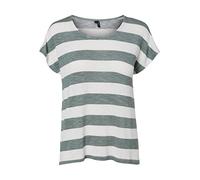Kurzarmshirt VERO MODA "VMWIDE STRIPE SL TOP GA JRS NOOS", Damen, Gr. XL, grün (laurel wreath stripes:snow weiß), Jersey, Obermaterial: 96% Viskose, 4% Elasthan, gestreift, regular fit normal, Rundhal