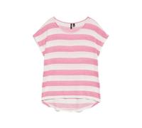 Kurzarmshirt VERO MODA "VMWIDE STRIPE SL TOP GA JRS NOOS", Damen, Gr. M, pink cosmos stripes:snow weiß, Jersey, Obermaterial: 96% Viskose, 4% Elasthan, gestreift, regular fit normal, Rundhals, Shirts,