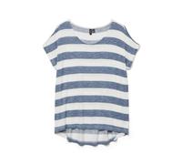 VERO MODA Regular Fit T-Shirt aus Viskose-Mix Modell 'WIDE STRIPE' in Blau, Größe XS
