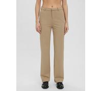 Anzughose VERO MODA "VMZAMIRA MW SLIM STRAIGHT PANT NOOS", Damen, Gr. S, Länge 32, silber mink, Web, Obermaterial: 95% Polyester, 5% Elasthan, unifarben, normal, Hosen Anzughose, mit Gürtelschlaufen (