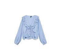 VERO MODA Regular Fit Langarmbluse aus Viskose-Mix Modell 'ZOEY' in Hellblau, Größe XS