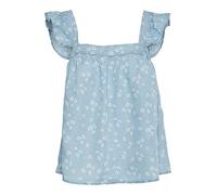 Vero Moda Women's VMHARPER SL Frill Short Top, Light Blue Denim/Print:AOP, M